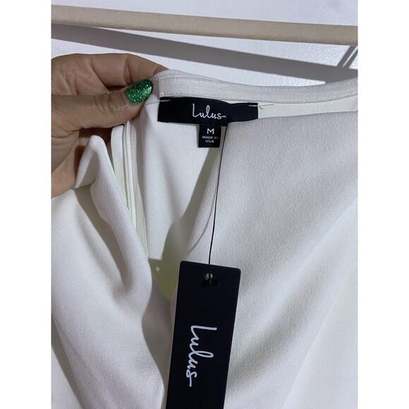 Lulus Jumpsuit M White Power of Love Strapless Wide Leg Feminine Night Out - Picture 6 of 11